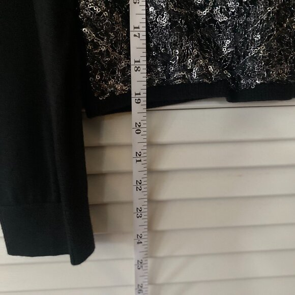 Anthropologie Knitted & Knotted Cropped Cardigan, Black/Sequin, Size S - Picture 5 of 6